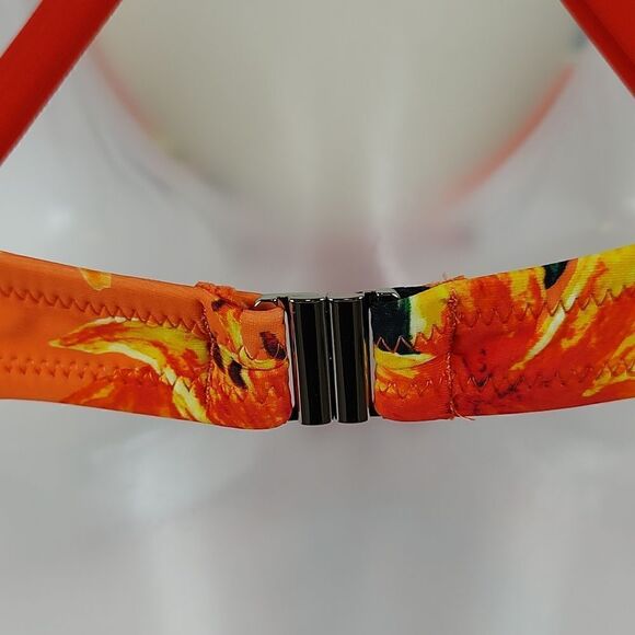 NWT Cupshe Tropical Orange Floral Lace Up One Piece Swimsuit Size L - Picture 10 of 12